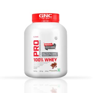 GNC Pro Performance 100% Whey Protein | 4 lbs | Muscle Growth | Muscle Recovery | DigeZyme® For Easy Digestion | Informed Choice Certified | 24g Protein | 5.5g BCAA | Chocolate Supreme | 1.81 kg