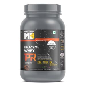 MuscleBlaze Biozyme Whey Protein PR Powder with 30g Protein, 3g Creatine Monohydrate & 50mg AstraGin (Molten Chocolate Cake, 1kg / 2.2lbs) | Trustified Gold Certified