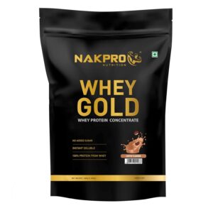 NAKPRO Gold Whey Protein Concentrate 500g Coffee | 25.5g Protein, Trustified Certified Supplement Powder | Fast Absorbing Whey Protein Powder