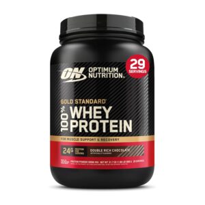 Optimum Nutrition (ON) Gold Standard 100% Whey 907 g, (Double Rich Chocolate) Protein Powder for Muscle Support & Recovery, Vegetarian - Primary Source Whey Isolate