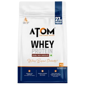 AS-IT-IS Nutrition ATOM Whey Protein 1kg | 27g protein | Isolate & Concentrate | Double Rich Chocolate | USA Labdoor Certified | With Digestive Enzymes for better absorption