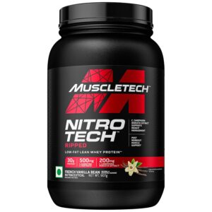 MuscleTech Nitrotech Ripped,907G (2Lbs),French Vanilla Bean,Low Fat Lean Whey Protein,Protein + Weight Management,30G Protein From Whey Protein,500G (L-Carnitine & L-Tartrate),200Mg