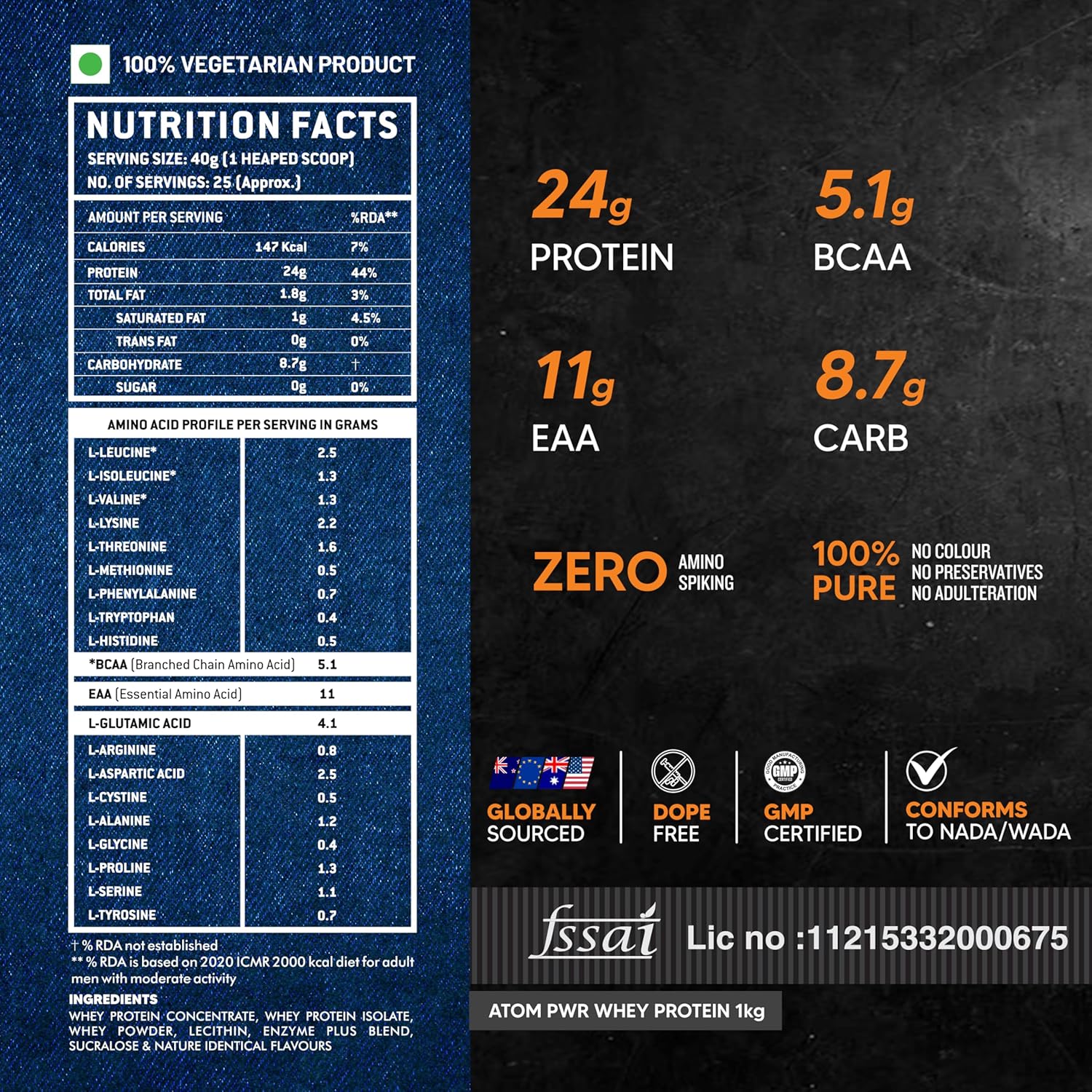 AS-IT-IS ATOM PWR Whey Protein with Enzymes, 24g Protein, 11g EAA, Lean Muscle Gains & Rapid Recovery, Easy Digest, 1Kg Rabri Rasmalai - Image 3