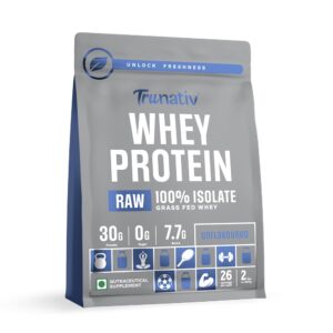 TruNativ Raw Whey Protein Isolate Powder| 27g Protein | 7g BCAA) | Enhances Lean Muscle Mass | No Added Carbs & No Added Sugar |For Men & Women |Unflavoured Protein Powder 907g