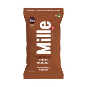 Mille Plant Protein | 25g Protein/Scoop - Coffee Hazelnut | Made with Fermented Yeast Protein | No Bloat Vegan No Added Sugar | Has All 9 Essential Amino Acids | No Adulteration | 38g Trial Pack