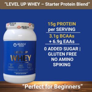 Level Up Whey Protein – 15g Protein | 6.9g EAAs | Starter Protein for Beginners | Low Carb, Gluten Free-1kg Chocolate Caramel