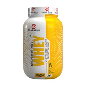 Muscle Gears Performance Whey Protein Powder, Litchi Ice Cream Flavor – 1Kg | Help to Increase Energy, Build Muscle, Recovery, Hydration Gluten Free for Men, Women | Pack of 1