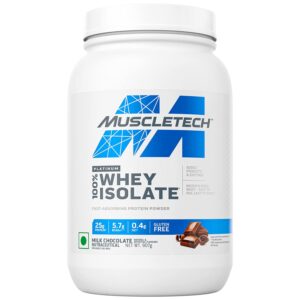 MuscleTech Platinum Whey Isolate, Protein Powder for Muscle Gain, 25g Protein + 5.7g BCAA, Milk Chocolate, 4lb, 907 g