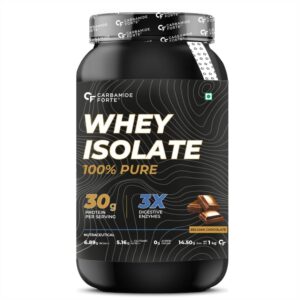 Carbamide Forte Whey Protein Powder Isolate | 100% Pure Protein Powder for Men | 30g Protein | 3X digestive Enzymes | 6.89g BCAA | 14.50g EAA | No added sugar | Belgian Chocolate Flavour - 1Kg