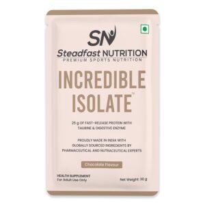 Steadfast Nutrition Incredible Isolate 25g Protein Muscle growth Strength Immunity Whey Protein (Chocolate 30 Sachets, 900g)