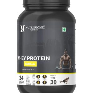 Whey Protein Concentrate, 24g Protein per Serving, 1kg (1 KG, Vanilla)