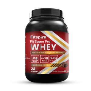 Fitspire Fit Super Pro Double Chocolate Whey Protein Powder 2Lbs (36g Protein Per 100g) | Premium Protein for Maximum Muscle Building & Fast Recovery