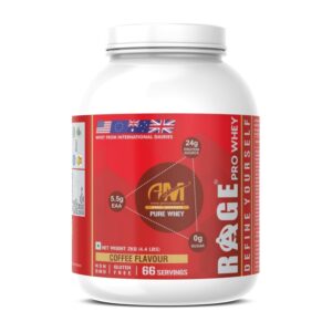 Rage Pro Whey Protein Powder 2kg | 24g Protein per Serving | With EAA + BCAA & Glutamine | Zero Added Sugar | Post Workout Protein | 66 Servings (Coffee)