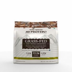 Grass Fed Whey Protein Concentrate - Coffee | Who Moved My Protein | Coffee Flavor | Whey Concentrate | 24.6g Protein | Sweetened with Monk-Fruit | Third-party lab tested | Vegetarian Protein | For Men & Women