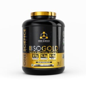 One Science Nutrition ISO Gold Whey Protein Isolate | 27g Protein per Scoop | 6.4g BCAA & 5.3g L-Glutamine | Fast Absorption for Lean Muscle & Recovery | Chocolate Charge | 5lbs | 70 Servings