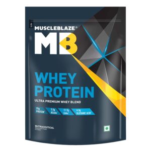 MuscleBlaze 100% Whey Protein, Ultra Premium Blend with Whey Protein Concentrate & Isolate, 25 g Protein per Scoop (Rich Milk Chocolate, 1 kg / 2.2 lb)