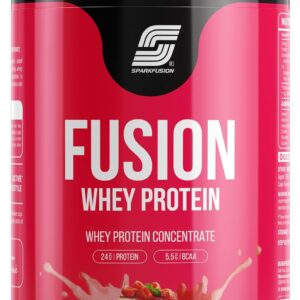 Sparkfusion Fusion Whey Protein Concentrate Powder | 24g Protein,5.5g BCAA per Serving | For Muscle Recovery Workout Drink,Lean Muscle Growth | For Men & Women - Strawberry Cheese Cake Flavour, 1 kg