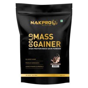 Nakpro Gold Mass Gainer Powder 1 Kg, Cookies & Cream| Lean Muscle Whey Protein Mass Gainer | 21g Protein, 68g Carb, 372 Calories Per Scoop for Muscle Support & Muscle Mass Gain