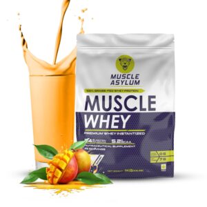 Muscle Asylum Premium Whey Protein l 1kg, 25 Servings l Mango l With Genuine Lab Reports l Muscle Building & Recovery | Increased Muscle