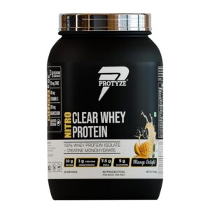 Nitro Clear Whey Protein (Mango Delight Flavour) | 26 Servings | 30g Protein with 3g Creatine Monohydrate per scoop | Strong Muscle Growth & Recovery