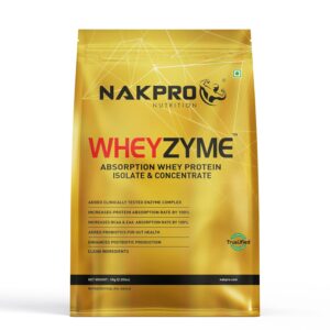 NAKPRO WheyZyme Whey Protein Powder, Isolate & Concentrate | 26g of Protein per Serving | Clinically Tested 100% Higher Protein Absorption (1kg, Double Rich Chocolate)