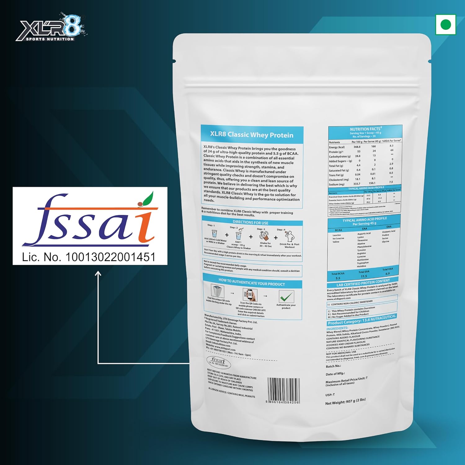 XLR8 Classic Whey Protein Powder, 24 g Protein, 5.5 BCAA, No Maltodextrin (907 g (Pack of 1), Cookies & Cream) - Image 3