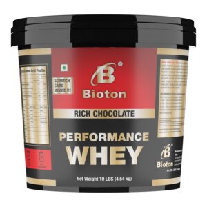 Bioton Performance Whey Protein |10 Lbs (4.54 Kg) | Rich Chocolate | Lab Tested 25 Gm Protein Per Serving | For Muscle Growth & Recovery