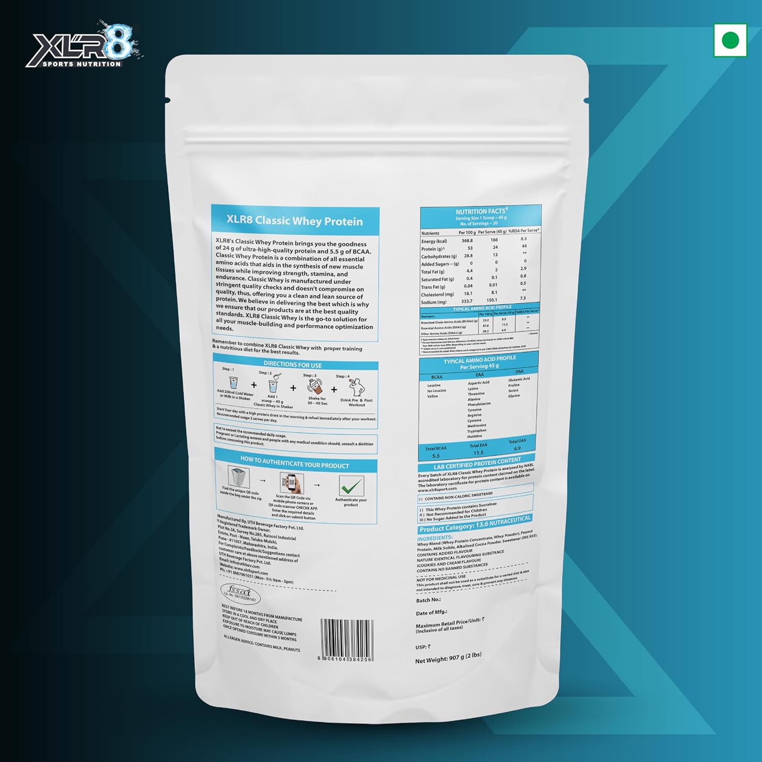 XLR8 Classic Whey Protein Powder, 24 g Protein, 5.5 BCAA, No Maltodextrin (907 g (Pack of 1), Cookies & Cream) - Image 5