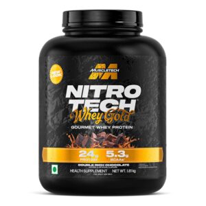 MuscleTech Nitro-Tech Whey Gold Protein Powder | 24 g Protein & 5.4 g BCAAs Per Serving | Supports Lean Muscle & Faster Recovery | Double Rich Chocolate | 1.81 kg